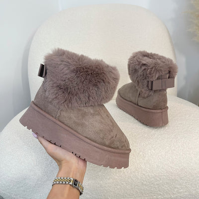 ZOE Chunky Platform Faux Fur Boots (Size Up)