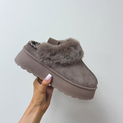 MATILDA Faux Fur Chunky Sling Back Indoor & Outdoor Slippers Shoes