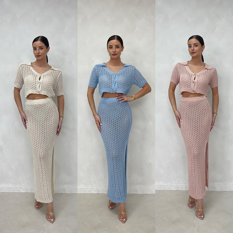 LIZA Knitted Crochet Maxi Co Ord (3 colours)