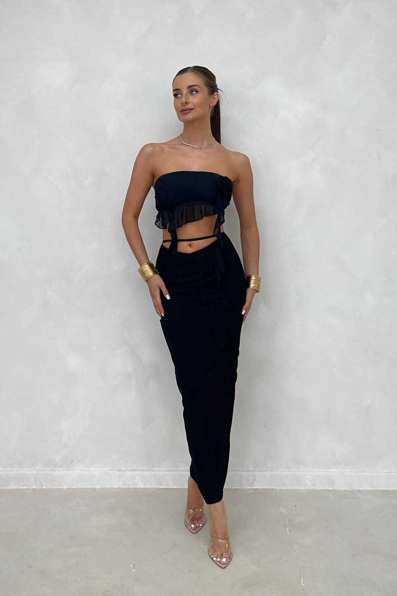 REESE Mesh Overlay Maxi Skirt Co Ord