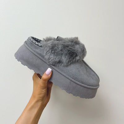 MATILDA Faux Fur Chunky Sling Back Indoor & Outdoor Slippers Shoes