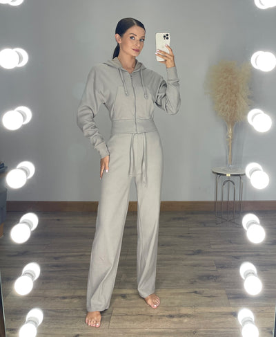 ELLA Soft Ribbed Stretch Straight Leg High Waisted Trouser & Jacket Contouring Lounge Set (4 colours)