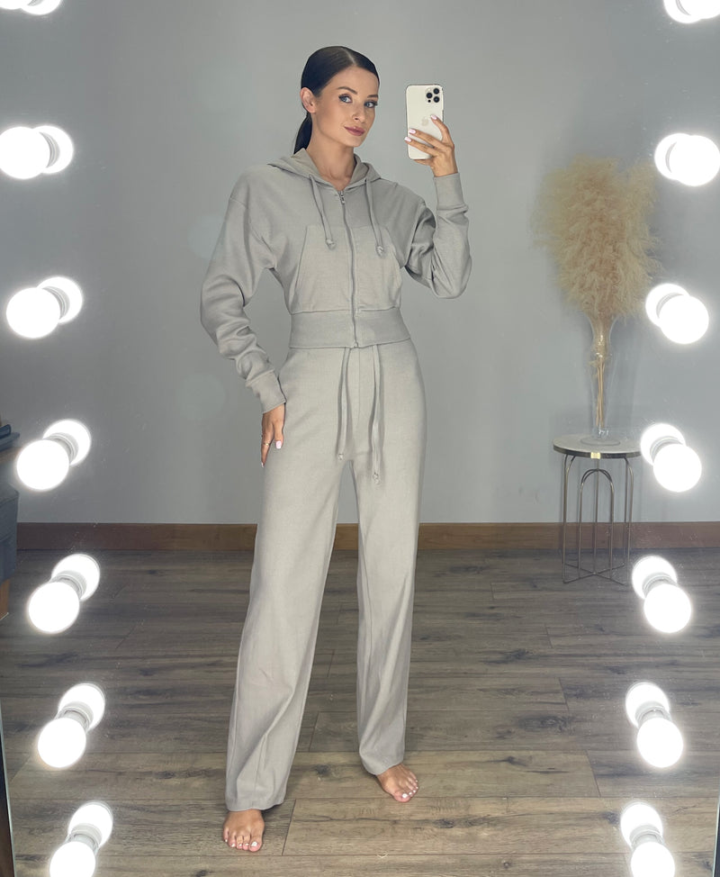 ELLA Soft Ribbed Stretch Straight Leg High Waisted Trouser & Jacket Contouring Lounge Set (4 colours)