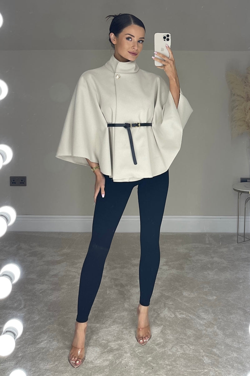 The VICTORIA Belted Cape | Latte