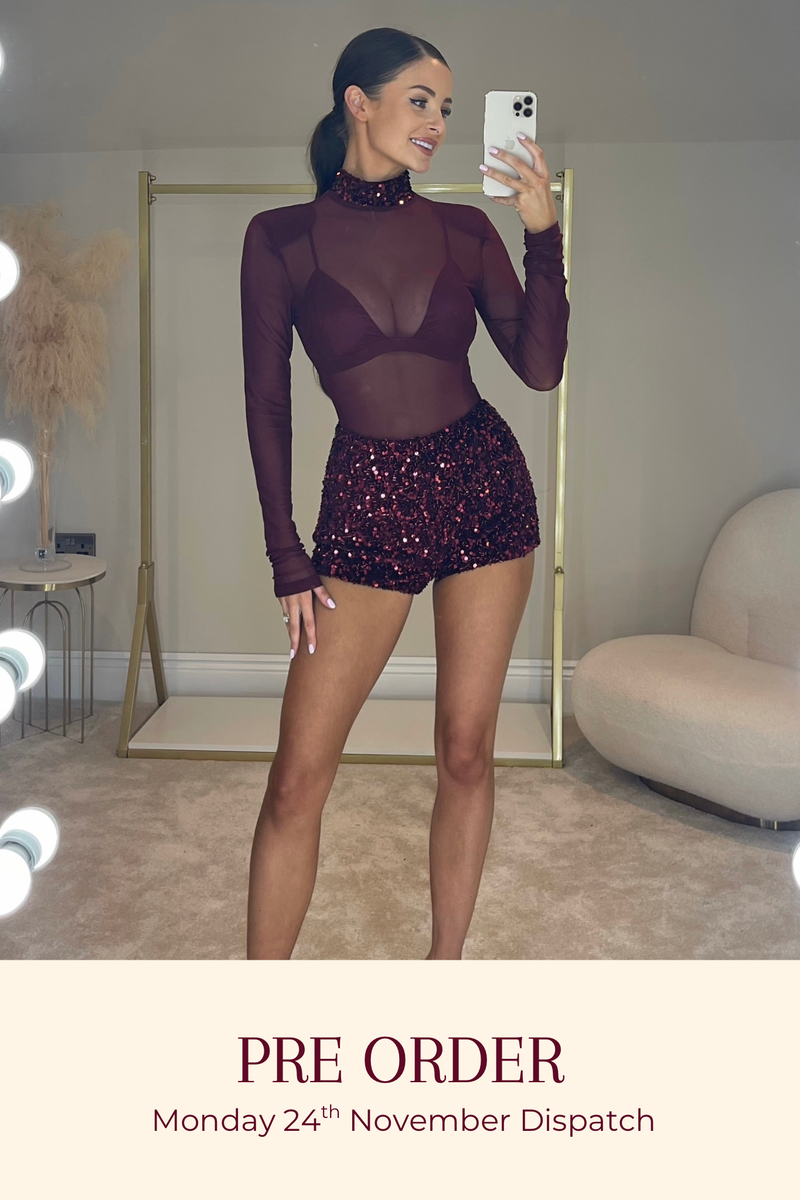 The PIA Sequin 3 Piece Set | Dark Cherry *PRE ORDER*