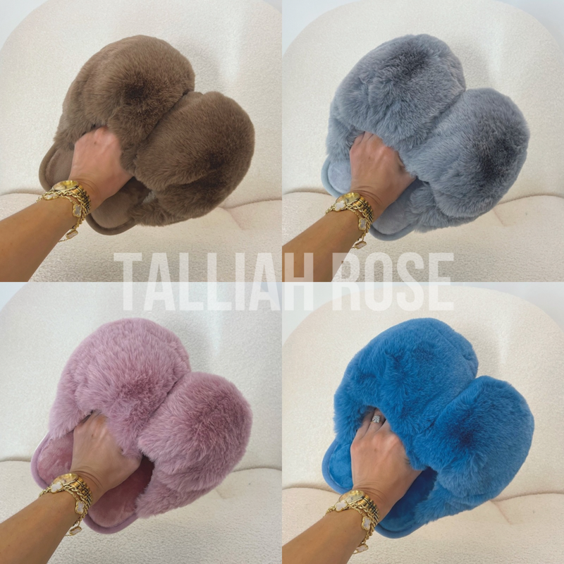 LYDIA Plush Faux Fur Pillow Slippers