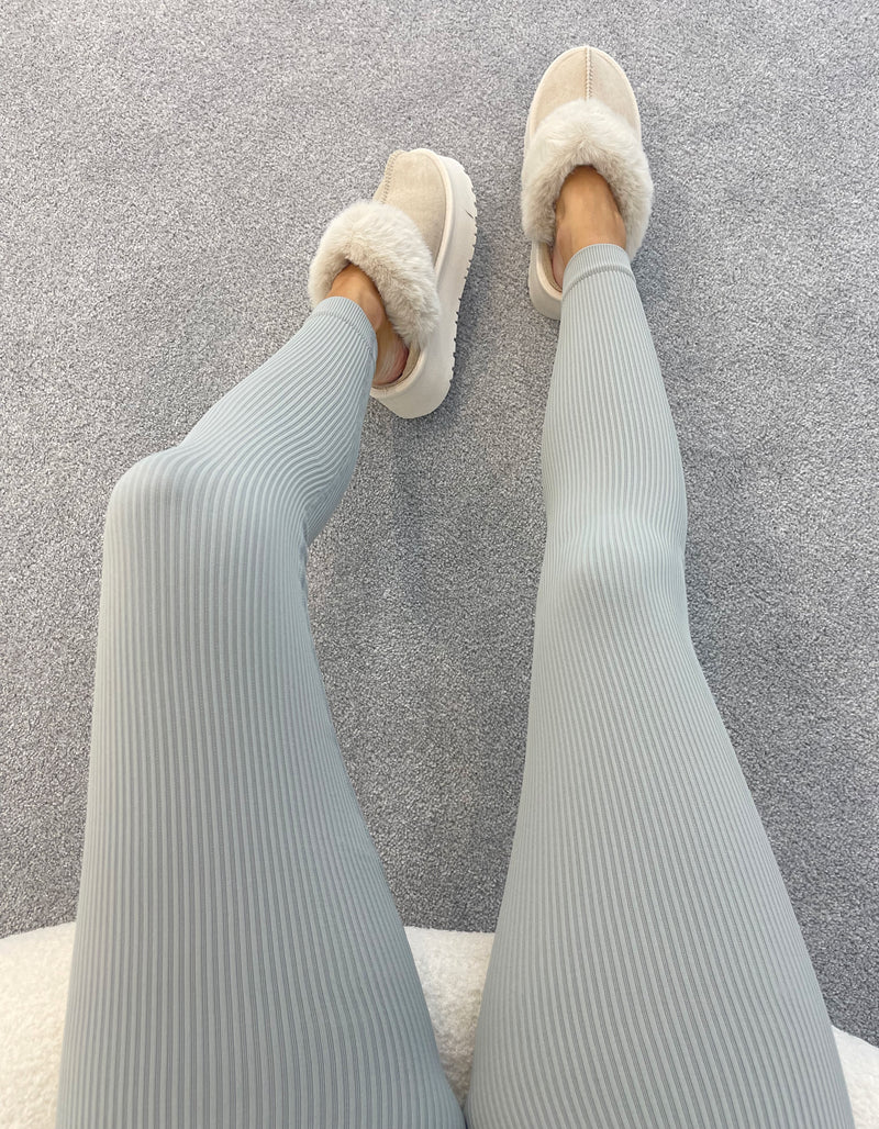 HONEY High Waisted Thick Rib Seamless Leggings in Light Grey