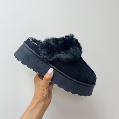 MATILDA Faux Fur Chunky Sling Back Indoor & Outdoor Slippers Shoes