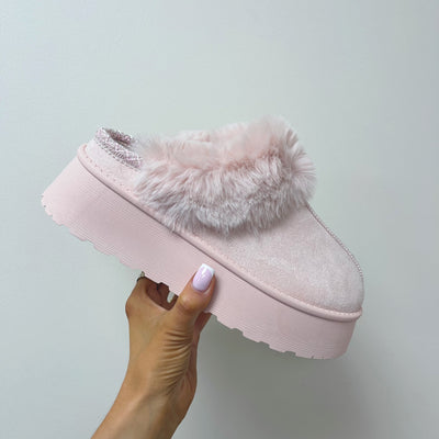 MATILDA Faux Fur Chunky Sling Back Indoor & Outdoor Slippers Shoes