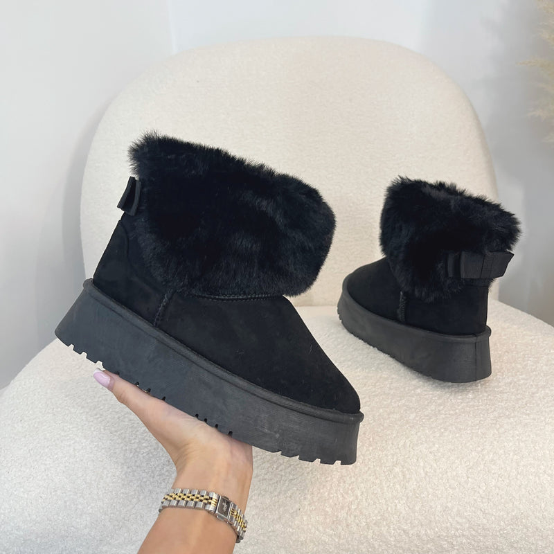 ZOE Chunky Platform Faux Fur Boots (Size Up)