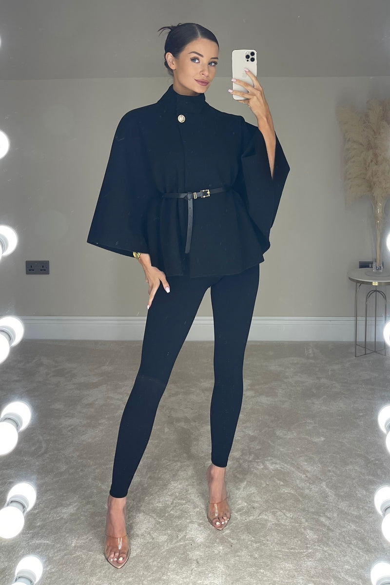 The VICTORIA Belted Cape | Classic Black