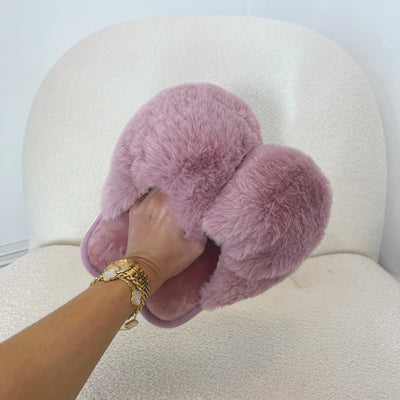 LYDIA Plush Faux Fur Pillow Slippers