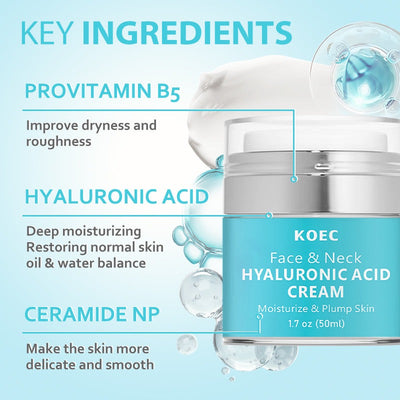 KOEC Korean Hyaluronic Acid Face Cream Anti-Aging Moisturiser | 50ml