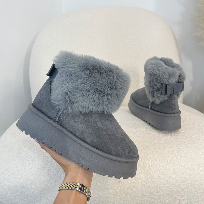 ZOE Chunky Platform Faux Fur Boots (Size Up)