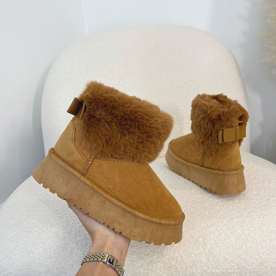 ZOE Chunky Platform Faux Fur Boots (Size Up)