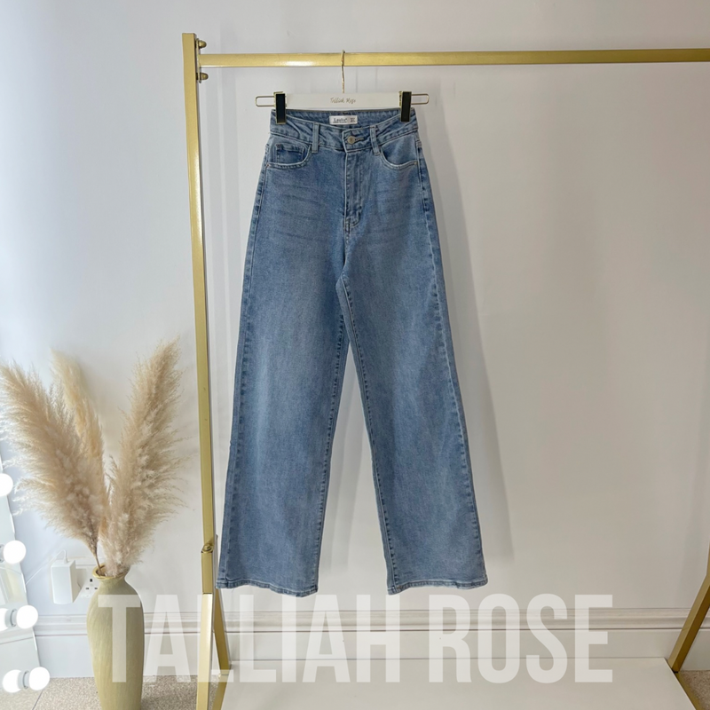 TORI Viral Stretchy Wide Leg High Waisted Dad Fit Jeans