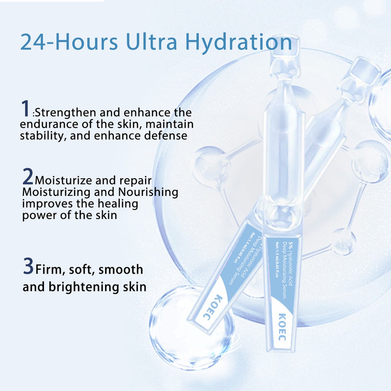 KOEC Korean 4D Hyaluronic Acid & Collagen Anti-Aging Skincare Face Serum Vials (Step 1)