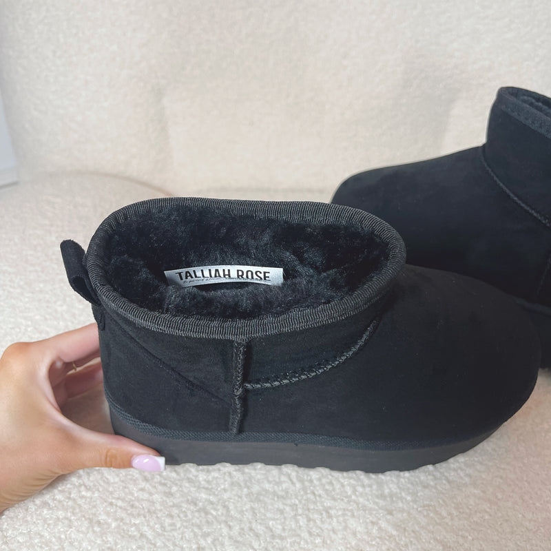 WILLOW Faux Fur/Suede Chunky Sole Mini Ankle Boots (SIZE UP)