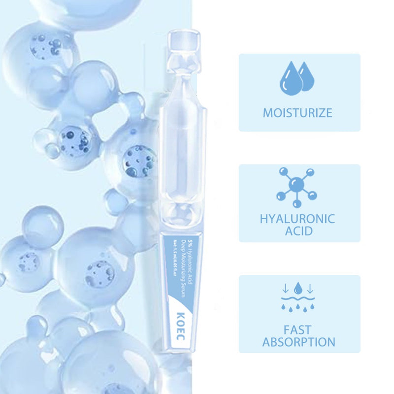 KOEC Korean 4D Hyaluronic Acid & Collagen Anti-Aging Skincare Face Serum Vials (Step 1)