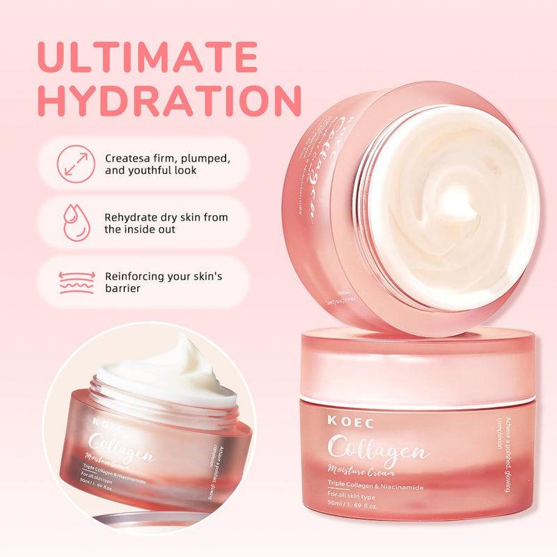KOEC Korean Collagen Anti-Wrinkle Firming Moisturizer Face & Neck Cream for Dry Skin 50ML