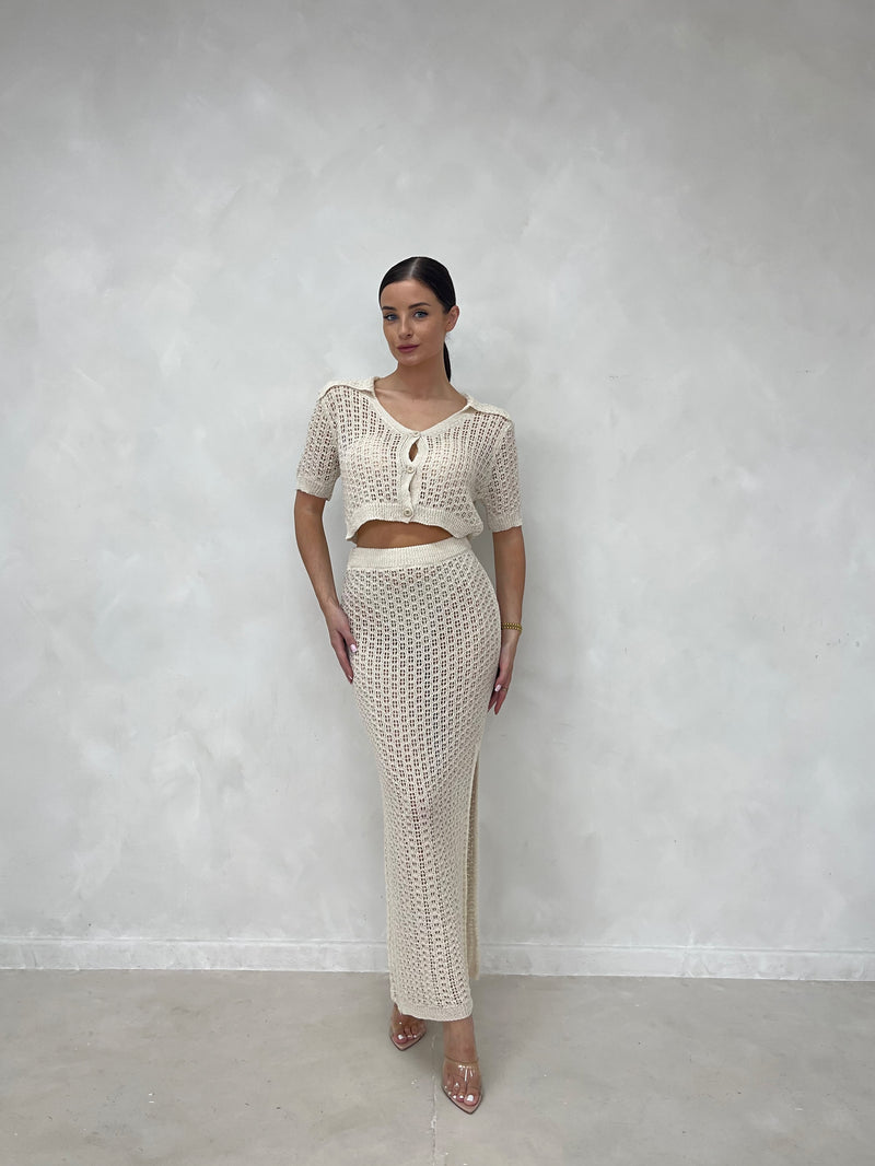 LIZA Knitted Crochet Maxi Co Ord (3 colours)