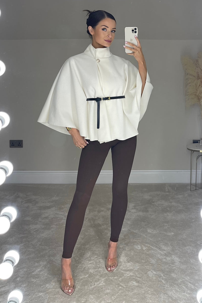 The VICTORIA Belted Cape | Vanilla
