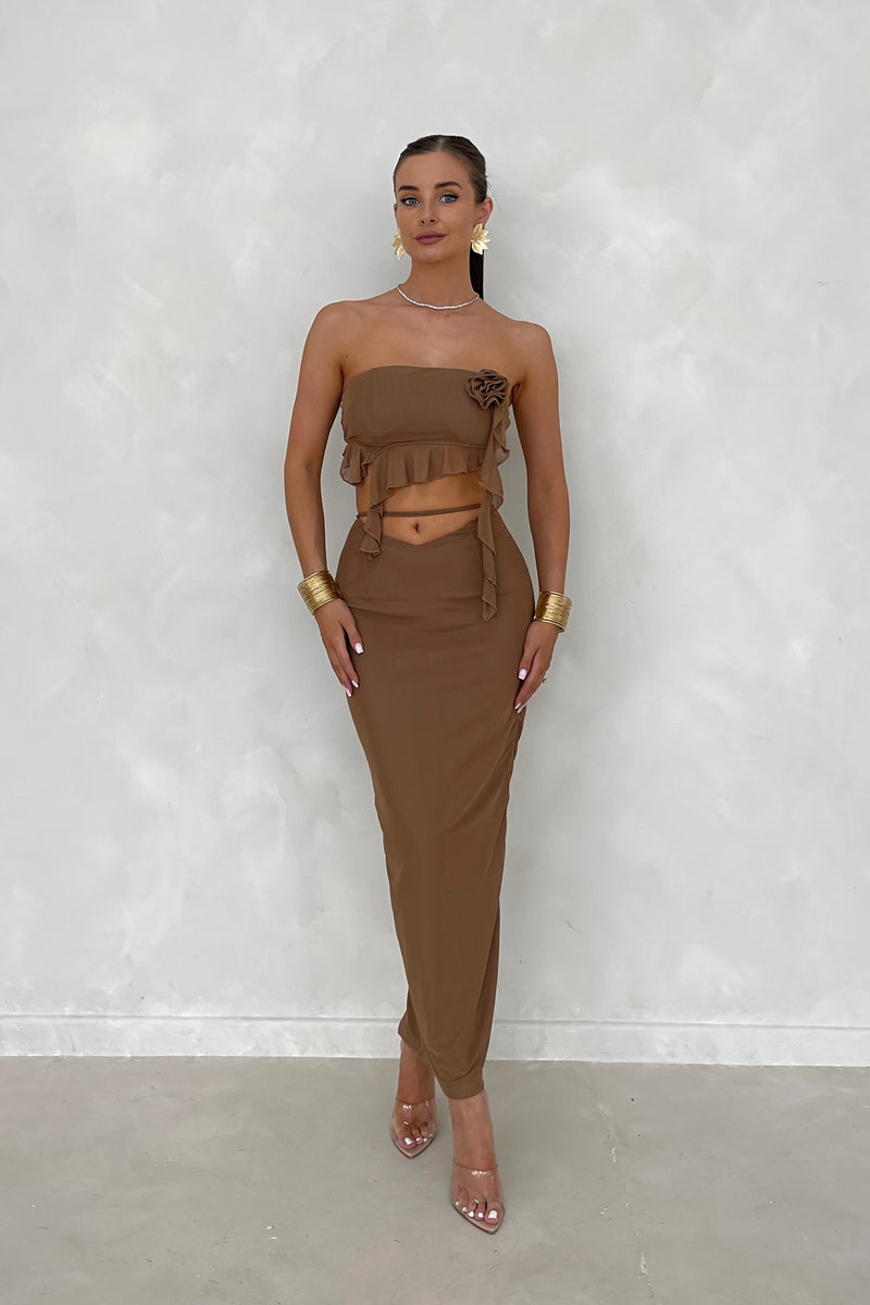 REESE Mesh Overlay Maxi Skirt Co Ord