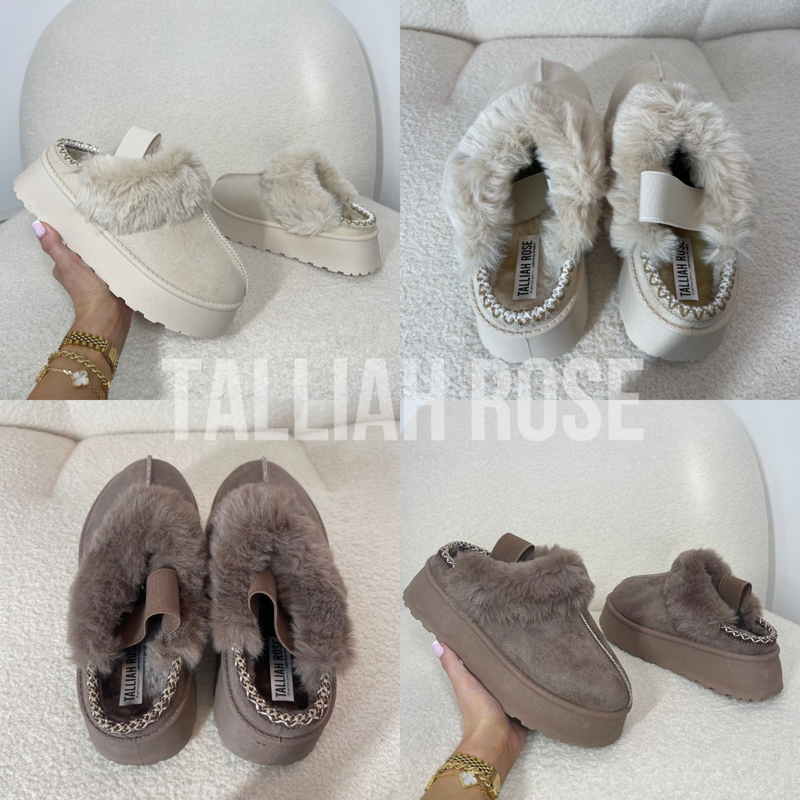 MATILDA Faux Fur Chunky Sling Back In & Outdoor Slippers