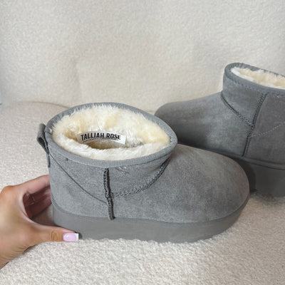 WILLOW Faux Fur/Suede Chunky Sole Mini Ankle Boots (SIZE UP)