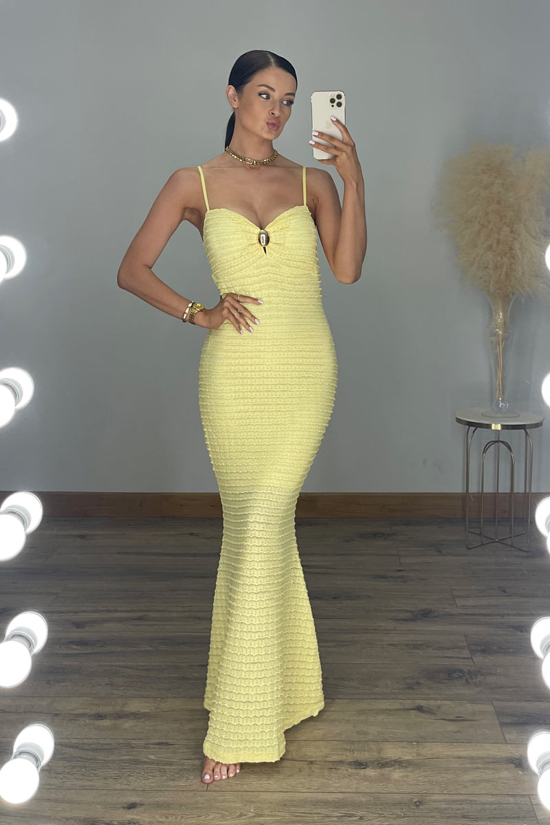 EVIE Textured Stretchy Fitted Bodycon Maxi Dress