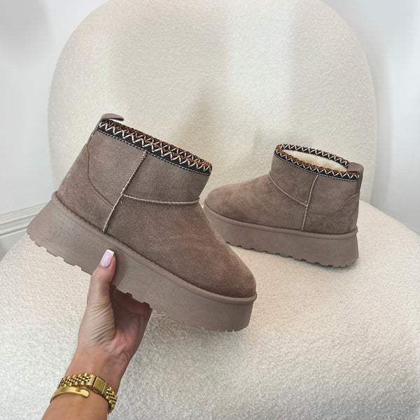 KELLY Aztec Faux Suede Mini Boots (SIZE UP)